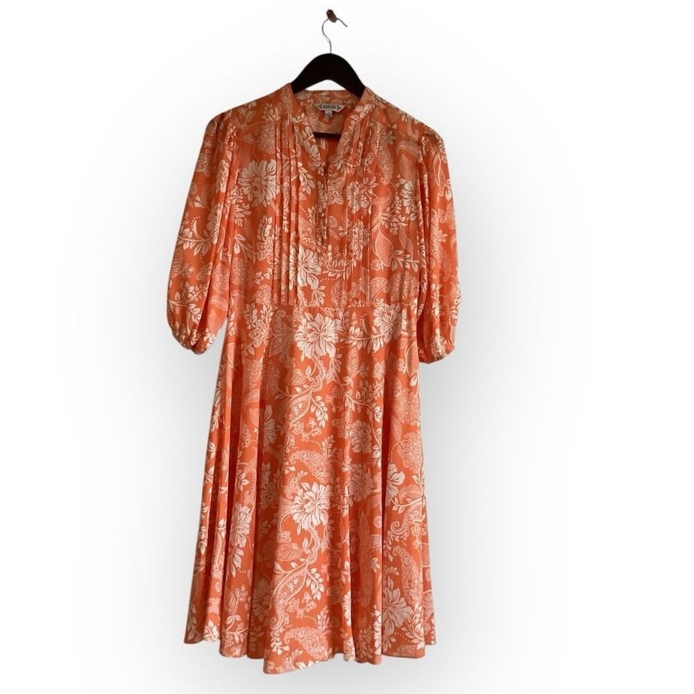 Nanette Lepore Orange‎ Floral Print Midi Dress Women Size 2